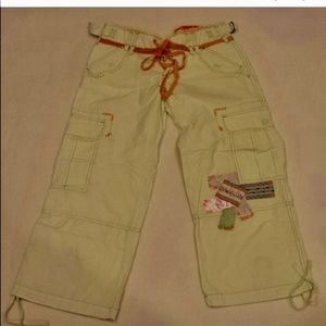 Vintage Miss Me capris! Lime green/orange